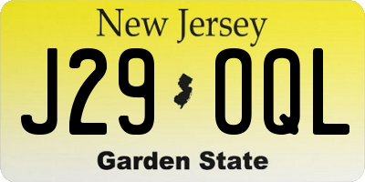 NJ license plate J29OQL