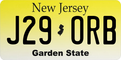 NJ license plate J29ORB