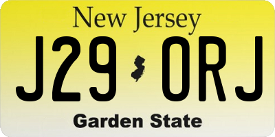 NJ license plate J29ORJ
