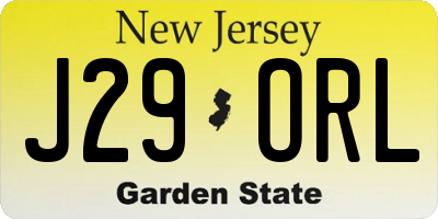 NJ license plate J29ORL