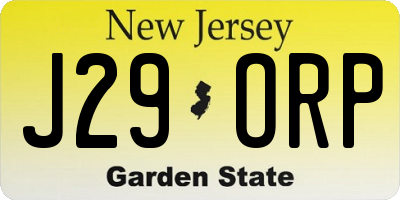 NJ license plate J29ORP