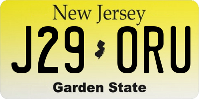 NJ license plate J29ORU
