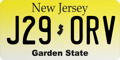 NJ license plate J29ORV