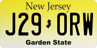 NJ license plate J29ORW