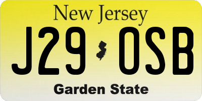 NJ license plate J29OSB