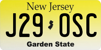NJ license plate J29OSC