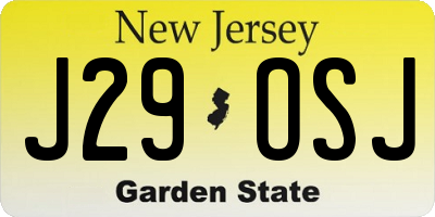 NJ license plate J29OSJ