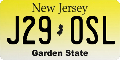 NJ license plate J29OSL