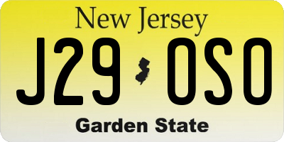 NJ license plate J29OSO