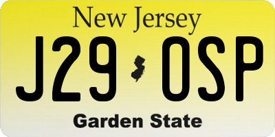 NJ license plate J29OSP