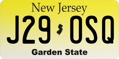 NJ license plate J29OSQ