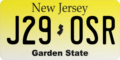 NJ license plate J29OSR