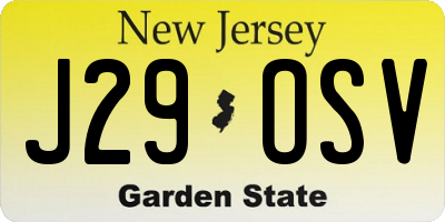 NJ license plate J29OSV
