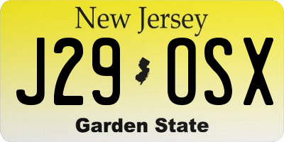 NJ license plate J29OSX