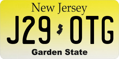 NJ license plate J29OTG