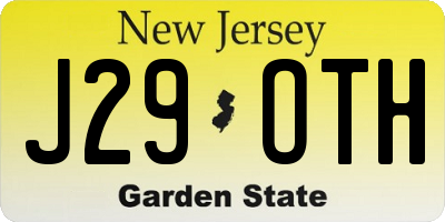 NJ license plate J29OTH