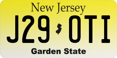 NJ license plate J29OTI