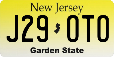 NJ license plate J29OTO