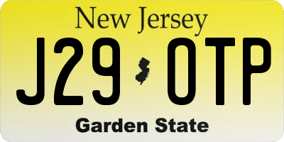 NJ license plate J29OTP