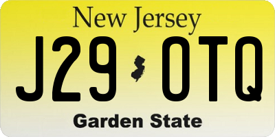 NJ license plate J29OTQ