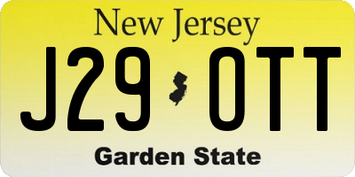 NJ license plate J29OTT