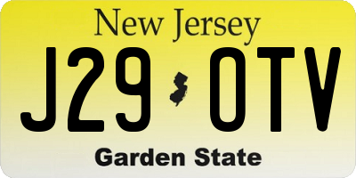 NJ license plate J29OTV
