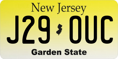 NJ license plate J29OUC