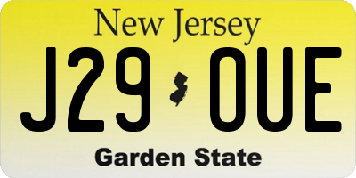 NJ license plate J29OUE