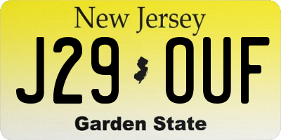 NJ license plate J29OUF