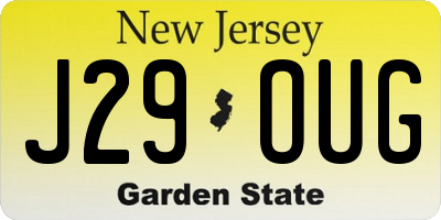 NJ license plate J29OUG