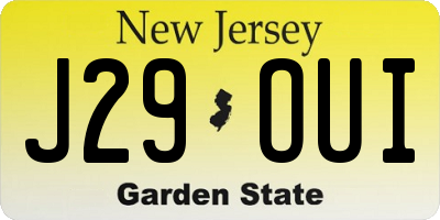 NJ license plate J29OUI