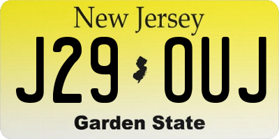NJ license plate J29OUJ