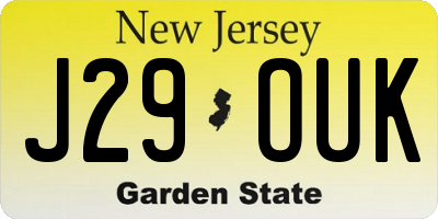 NJ license plate J29OUK