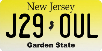NJ license plate J29OUL