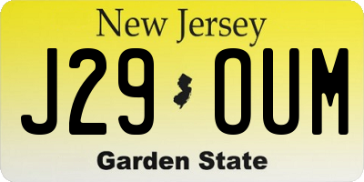 NJ license plate J29OUM