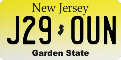 NJ license plate J29OUN
