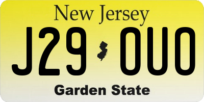 NJ license plate J29OUO