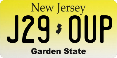 NJ license plate J29OUP