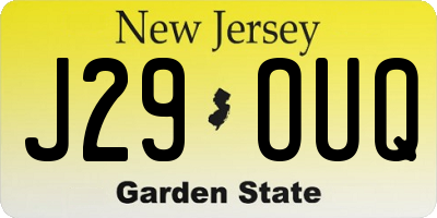 NJ license plate J29OUQ