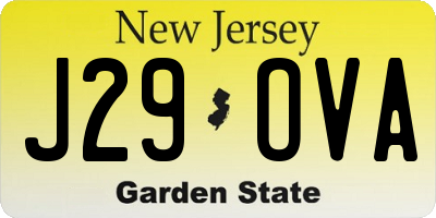 NJ license plate J29OVA