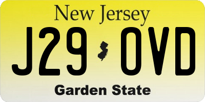 NJ license plate J29OVD