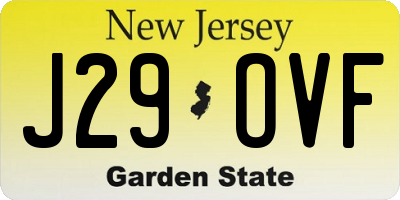 NJ license plate J29OVF
