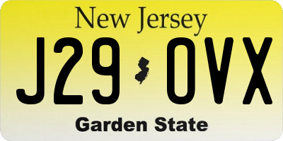 NJ license plate J29OVX