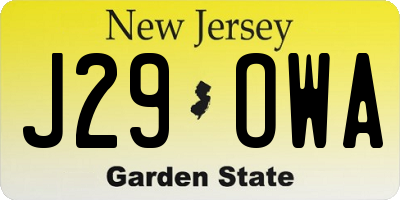 NJ license plate J29OWA