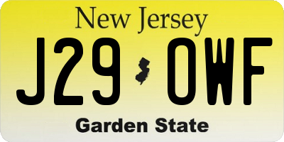NJ license plate J29OWF