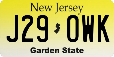 NJ license plate J29OWK