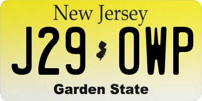 NJ license plate J29OWP