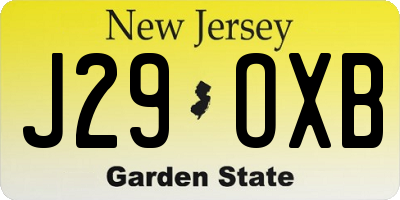 NJ license plate J29OXB