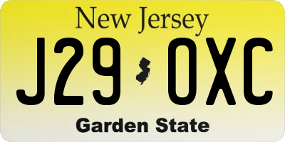NJ license plate J29OXC