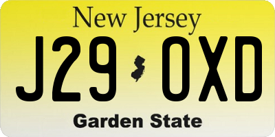 NJ license plate J29OXD